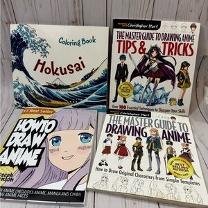 Anime Drawing Guide and Coloring Book Set lot of 4